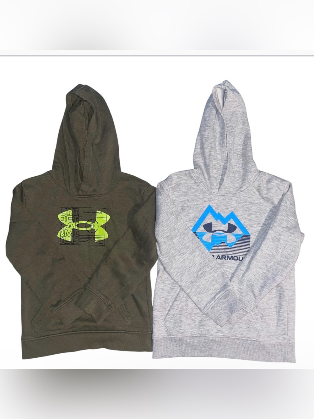 Under Armour Kids Hoodies in Olive Green & Light Heather Gray